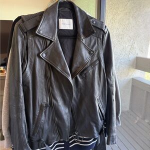 Pierre Balmain Black Leather Biker Jacket